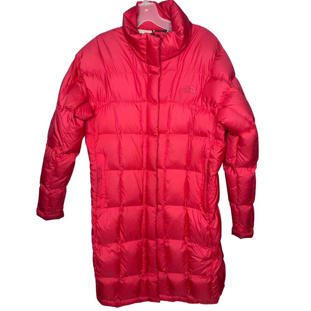 The North Face Womens Pink Red Quilted Down Puffer Parka Jacket Medium